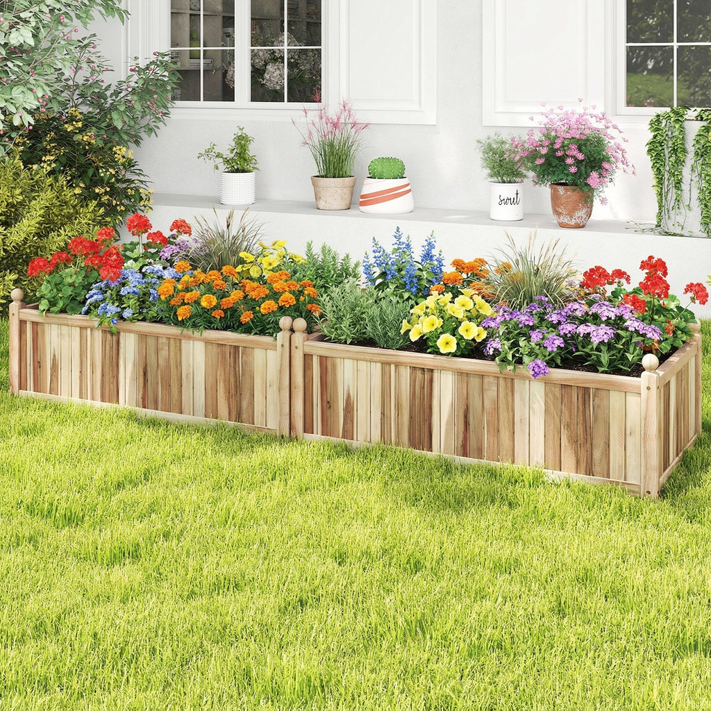 Wooden Raised Garden Bed Natural Acacia Wood Rectangular Planter Box with Liner-Natural - Cheeky Garden