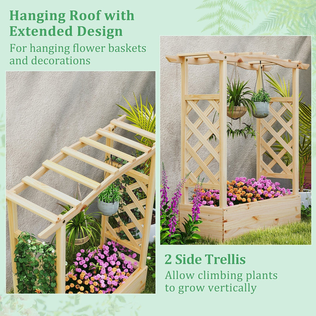 Wooden Raised Garden Bed Planter Box with Trellis and Hanging Roof - Cheeky Garden