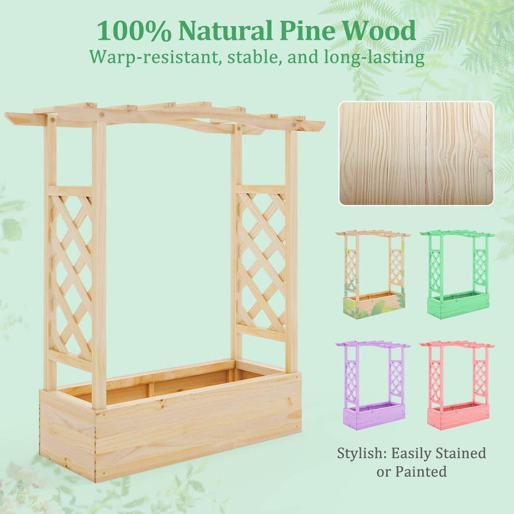 Wooden Raised Garden Bed Planter Box with Trellis and Hanging Roof - Cheeky Garden