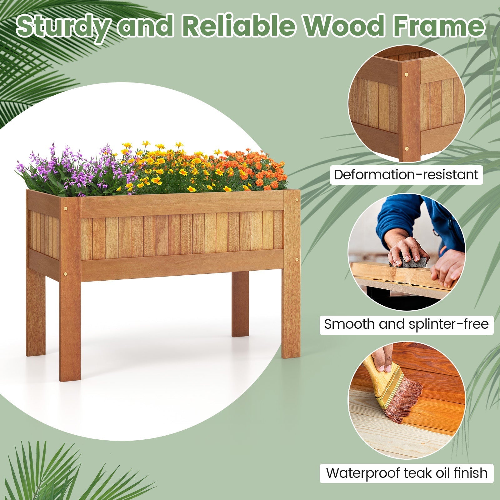 Wooden Raised Garden Bed Solid Wood Elevated Planter Box with Legs - Cheeky Garden