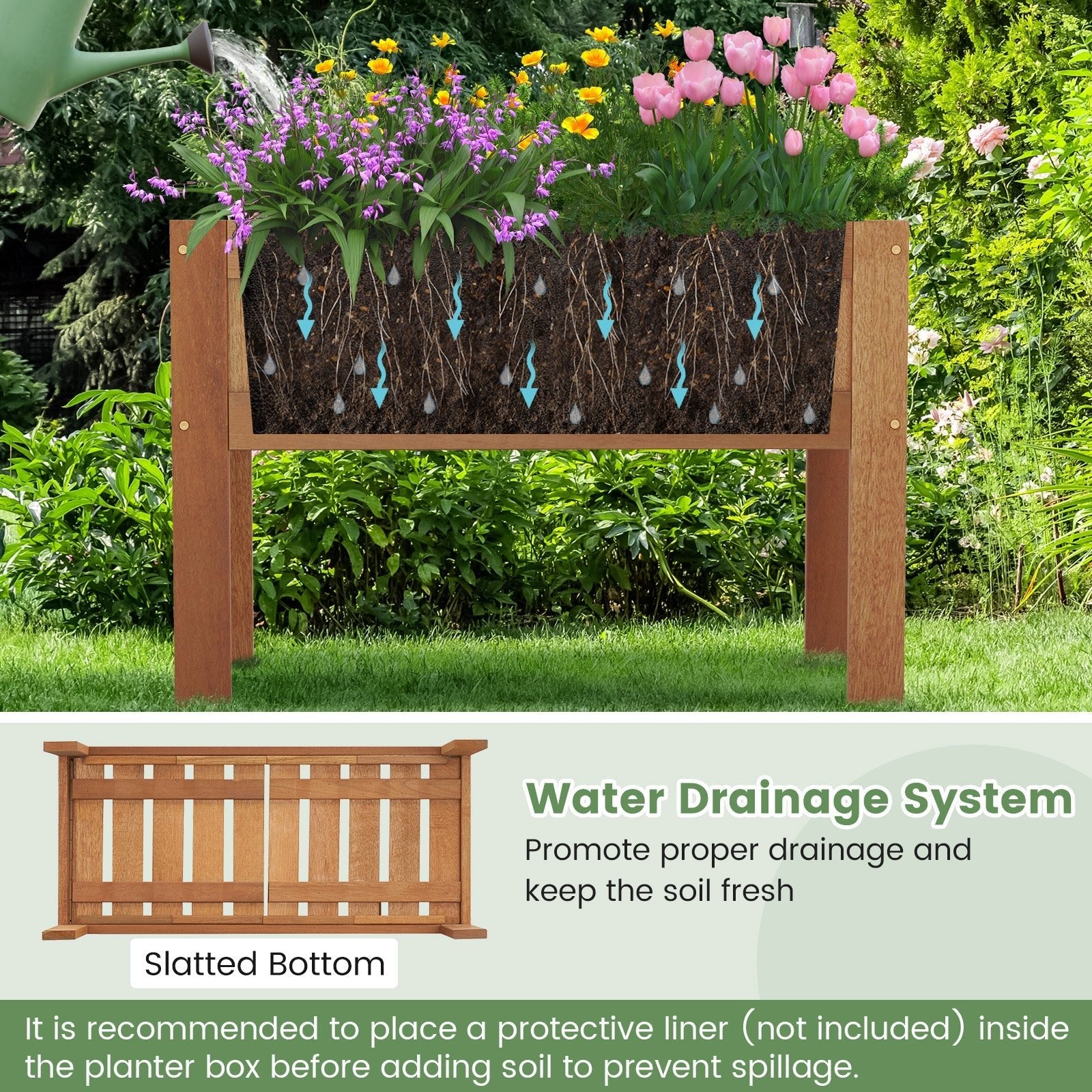 Wooden Raised Garden Bed Solid Wood Elevated Planter Box with Legs - Cheeky Garden