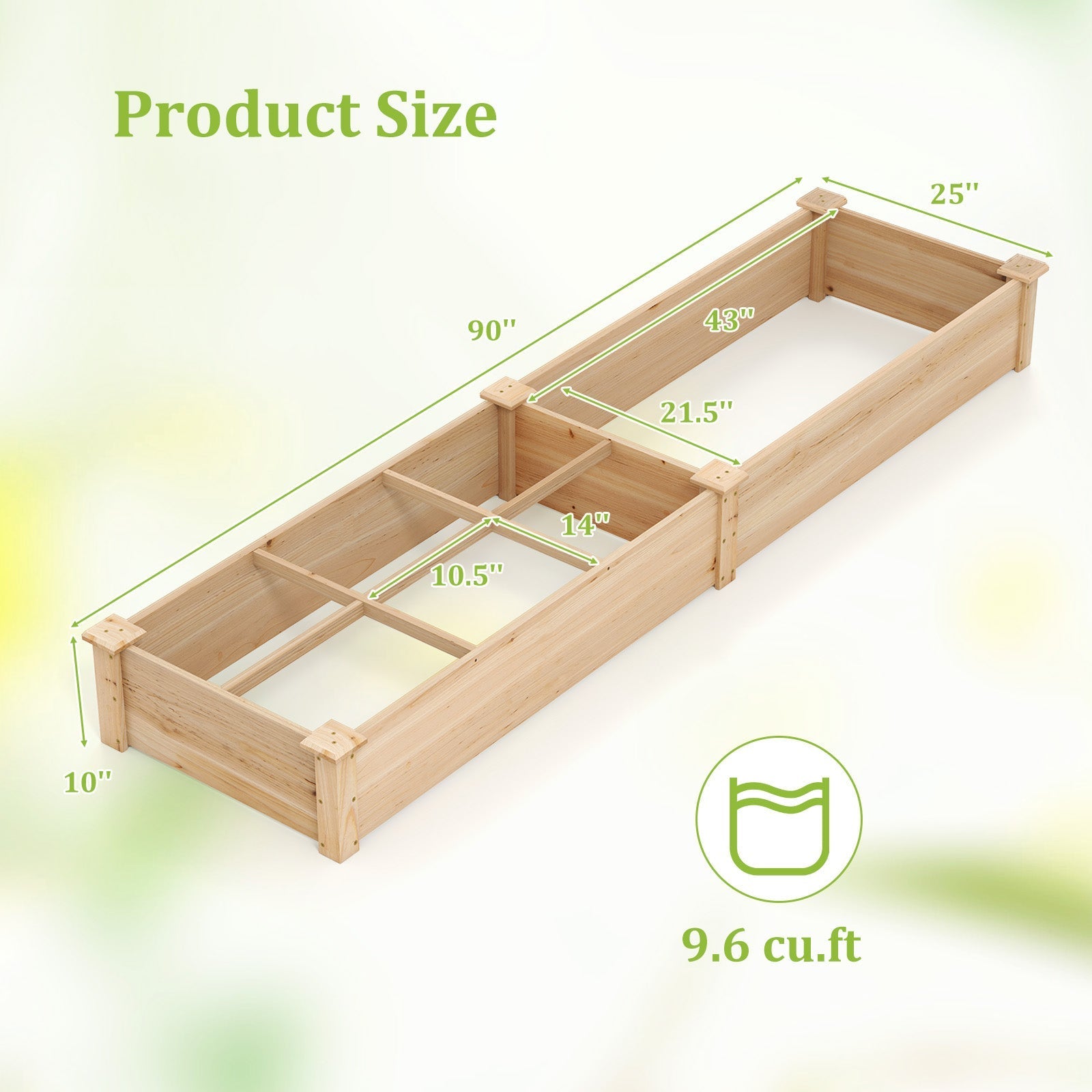Wooden Raised Garden Bed with 2 Planter Boxes and Dividers-Natural - Cheeky Garden