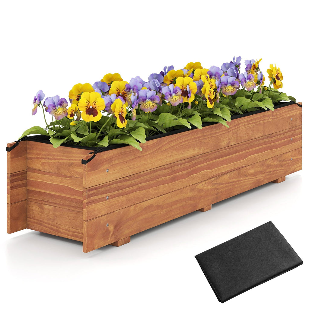 Wooden Raised Garden Bed with Drainage Holes and Liner Elevated Rectangular Planter Box-Orange - Cheeky Garden