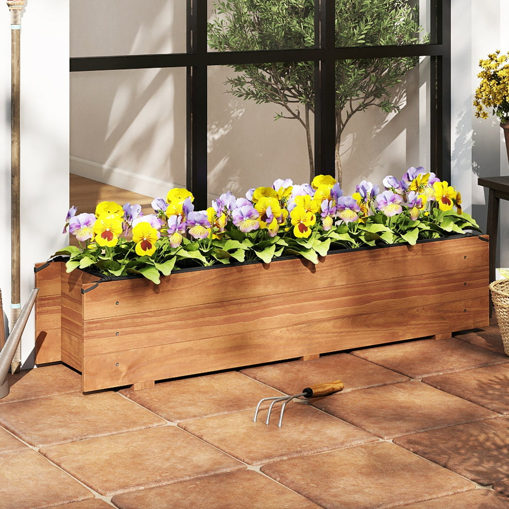 Wooden Raised Garden Bed with Drainage Holes and Liner Elevated Rectangular Planter Box-Orange - Cheeky Garden
