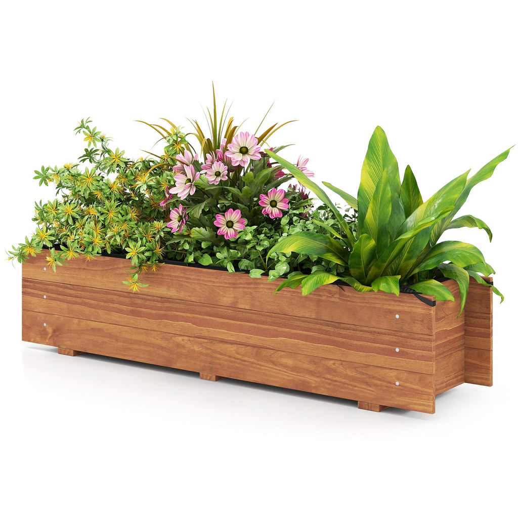 Wooden Raised Garden Bed with Drainage Holes and Liner Elevated Rectangular Planter Box-Orange - Cheeky Garden