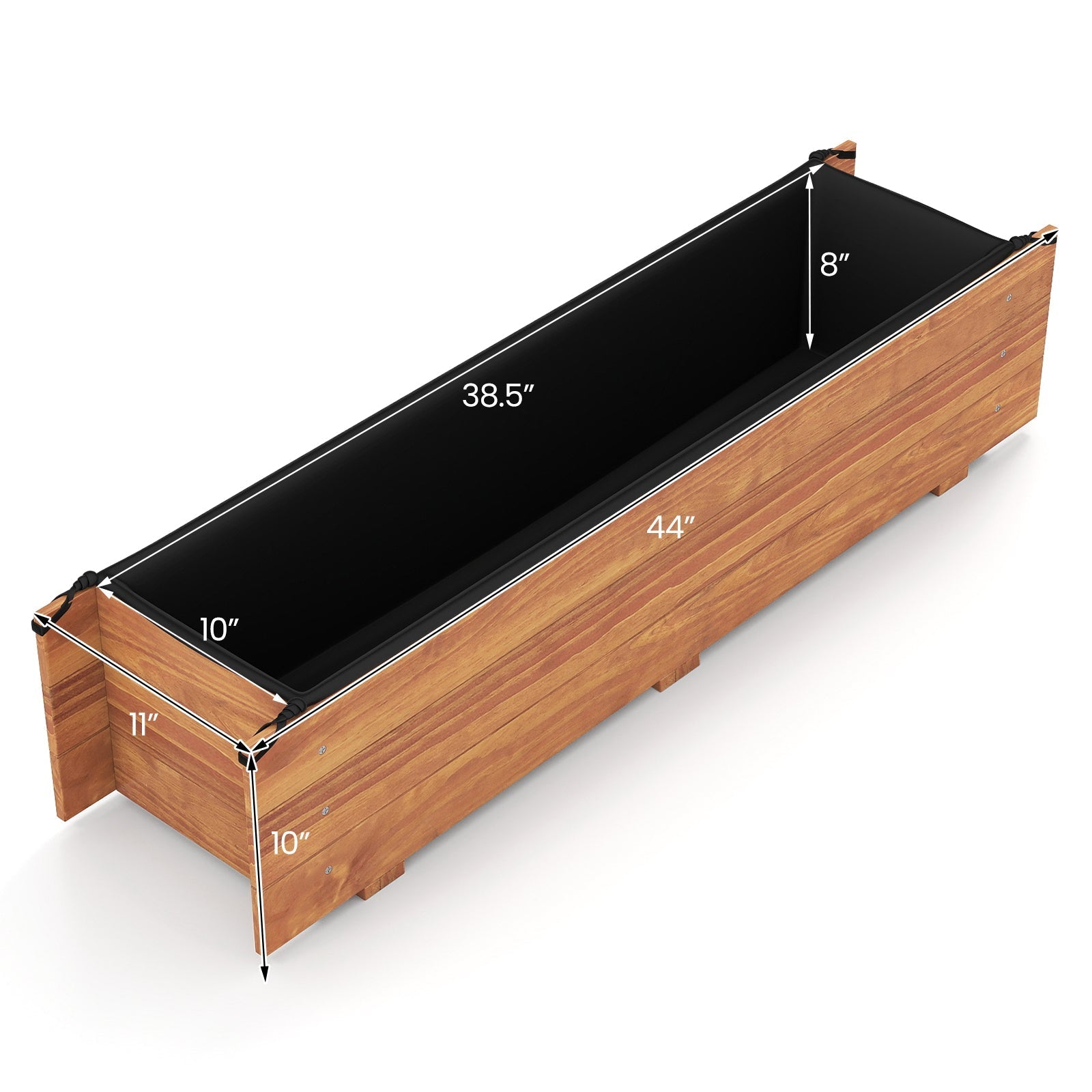 Wooden Raised Garden Bed with Drainage Holes and Liner Elevated Rectangular Planter Box-Orange - Cheeky Garden