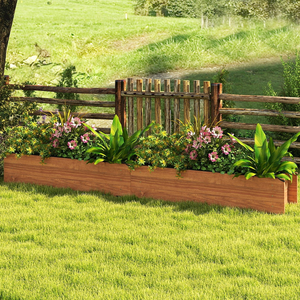Wooden Raised Garden Bed with Drainage Holes and Liner Elevated Rectangular Planter Box-Orange - Cheeky Garden