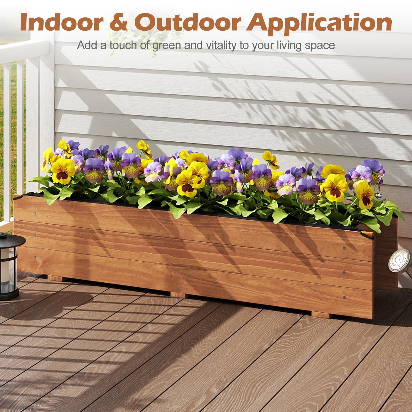 Wooden Raised Garden Bed with Drainage Holes and Liner Elevated Rectangular Planter Box-Orange - Cheeky Garden