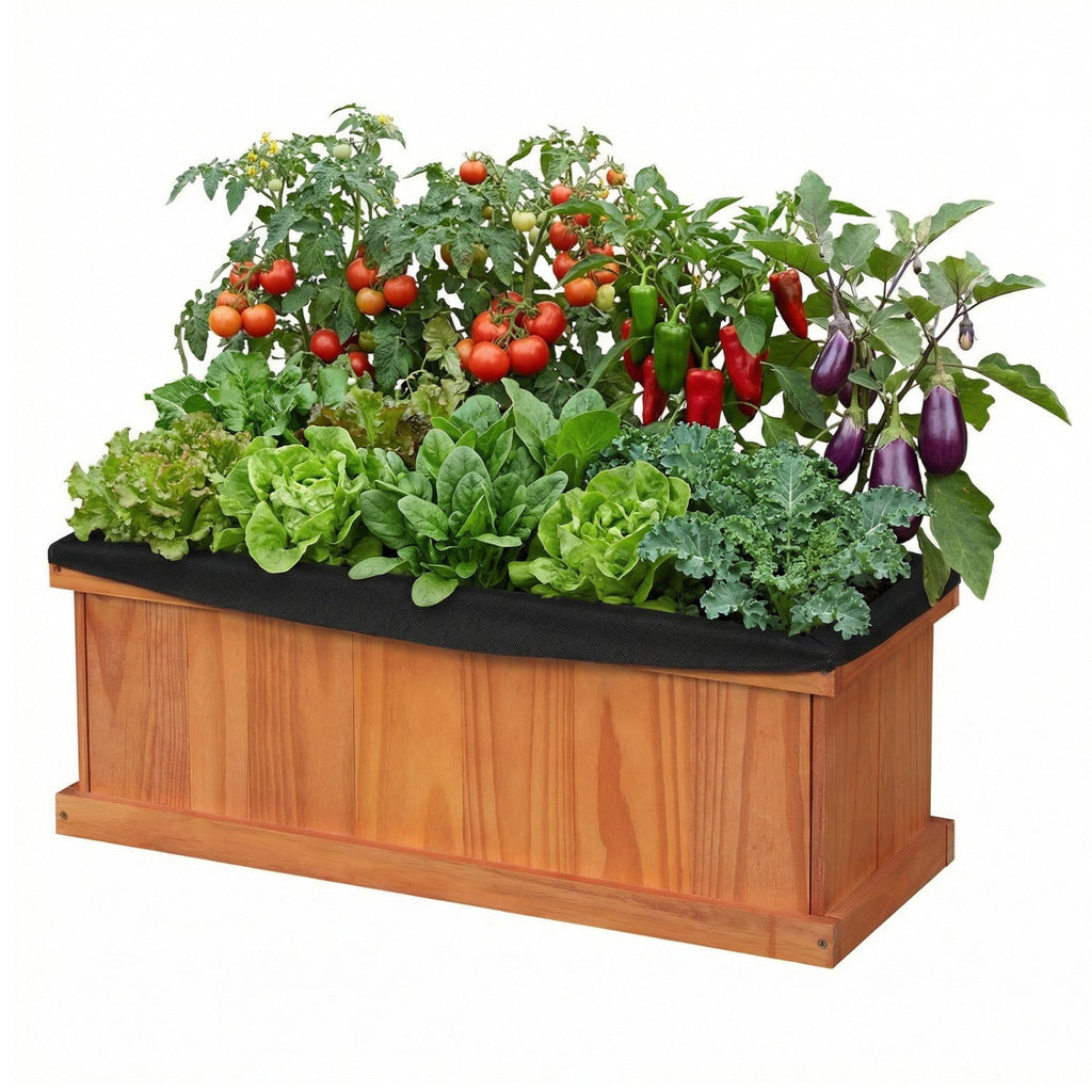 Wooden Raised Garden Bed with Drainage Holes and Liner Solid Fir Wood Planter Box - Cheeky Garden