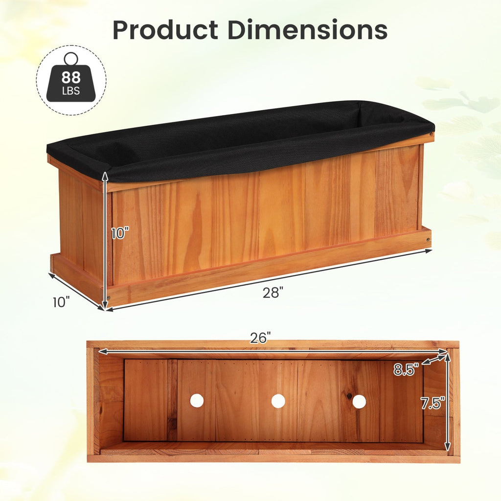 Wooden Raised Garden Bed with Drainage Holes and Liner Solid Fir Wood Planter Box - Cheeky Garden