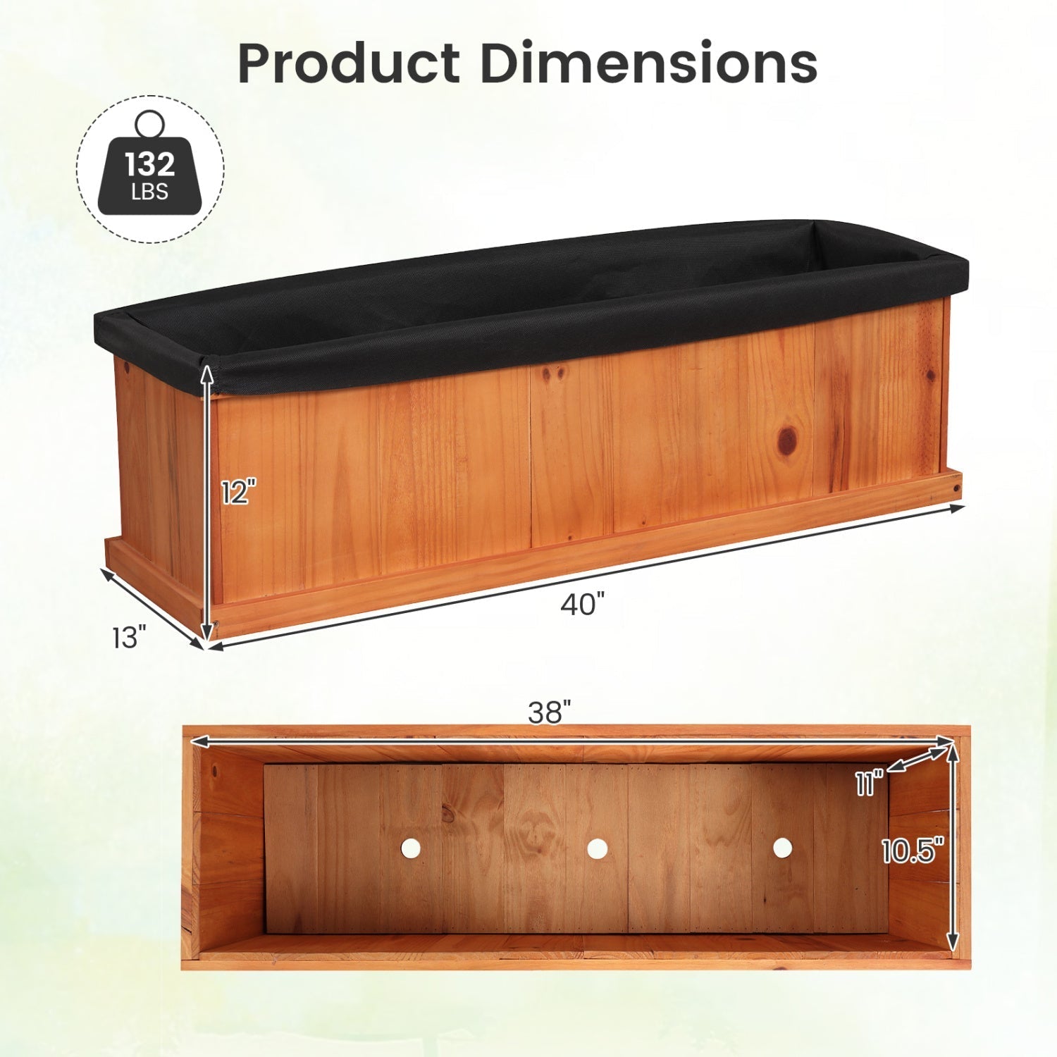 Wooden Raised Garden Bed with Drainage Holes and Liner Solid Fir Wood Planter Box - Cheeky Garden