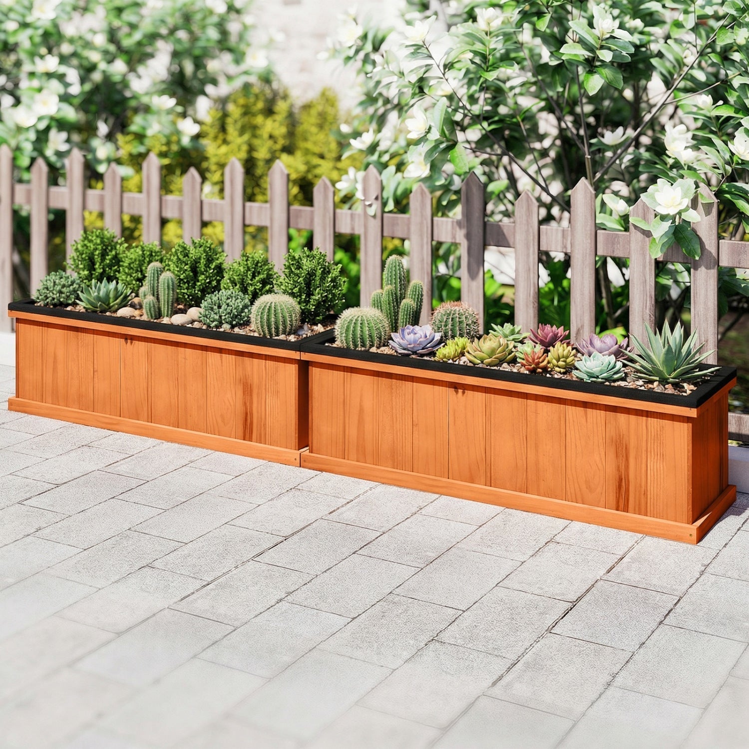 Wooden Raised Garden Bed with Drainage Holes and Liner Solid Fir Wood Planter Box - Cheeky Garden