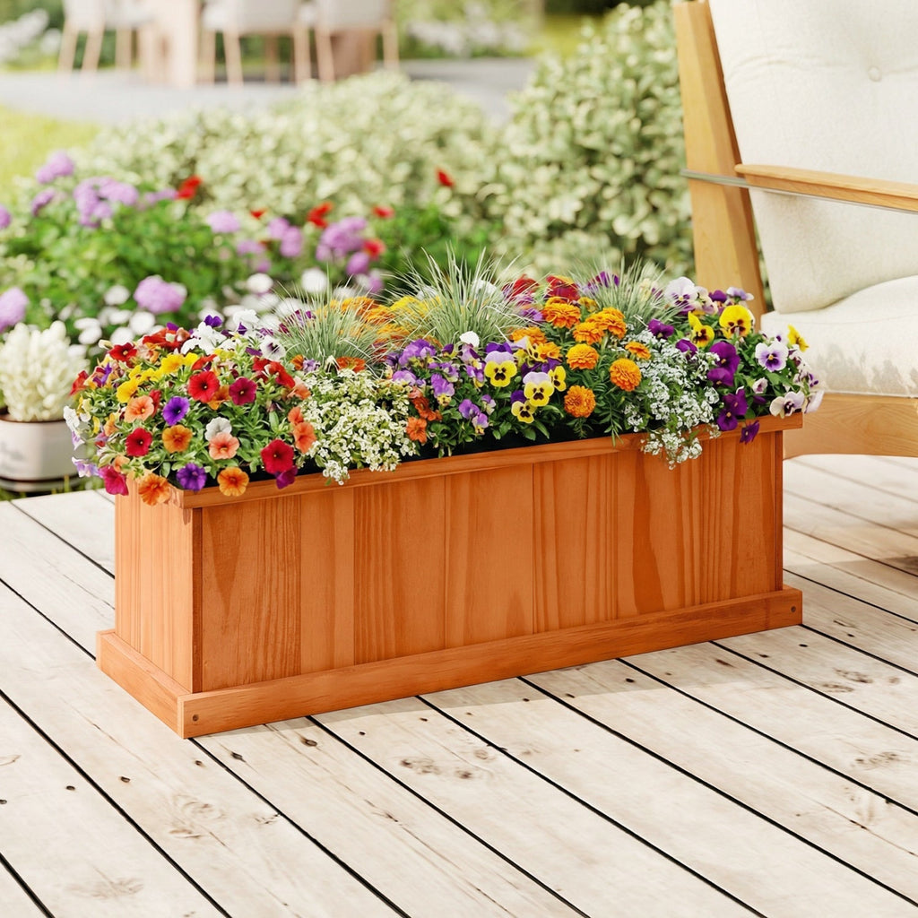 Wooden Raised Garden Bed with Drainage Holes and Liner Solid Fir Wood Planter Box - Cheeky Garden