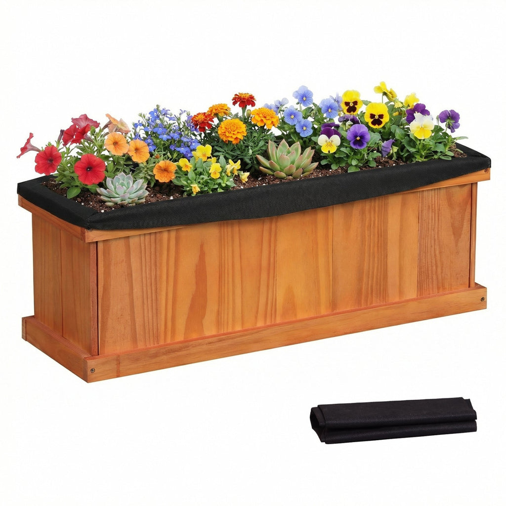 Wooden Raised Garden Bed with Drainage Holes and Liner Solid Fir Wood Planter Box - Cheeky Garden