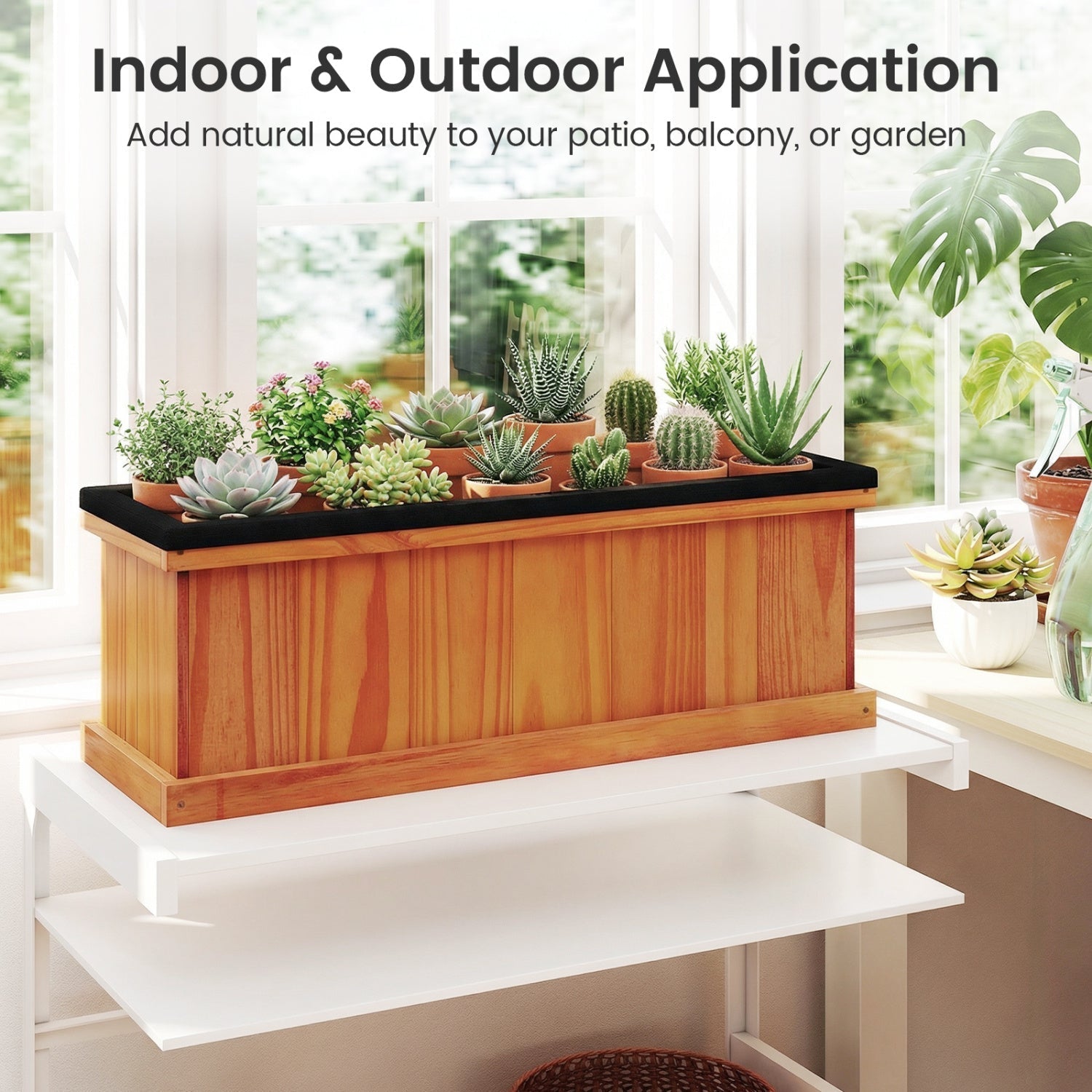 Wooden Raised Garden Bed with Drainage Holes and Liner Solid Fir Wood Planter Box - Cheeky Garden