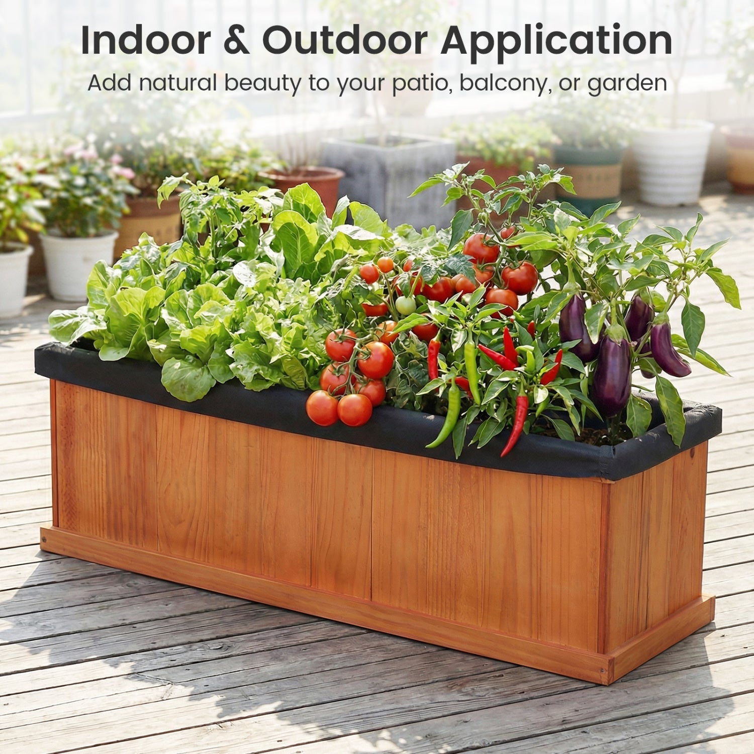 Wooden Raised Garden Bed with Drainage Holes and Liner Solid Fir Wood Planter Box - Cheeky Garden