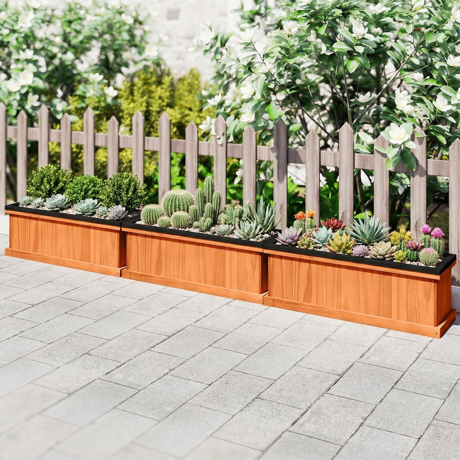 Wooden Raised Garden Bed with Drainage Holes and Liner Solid Fir Wood Planter Box - Cheeky Garden