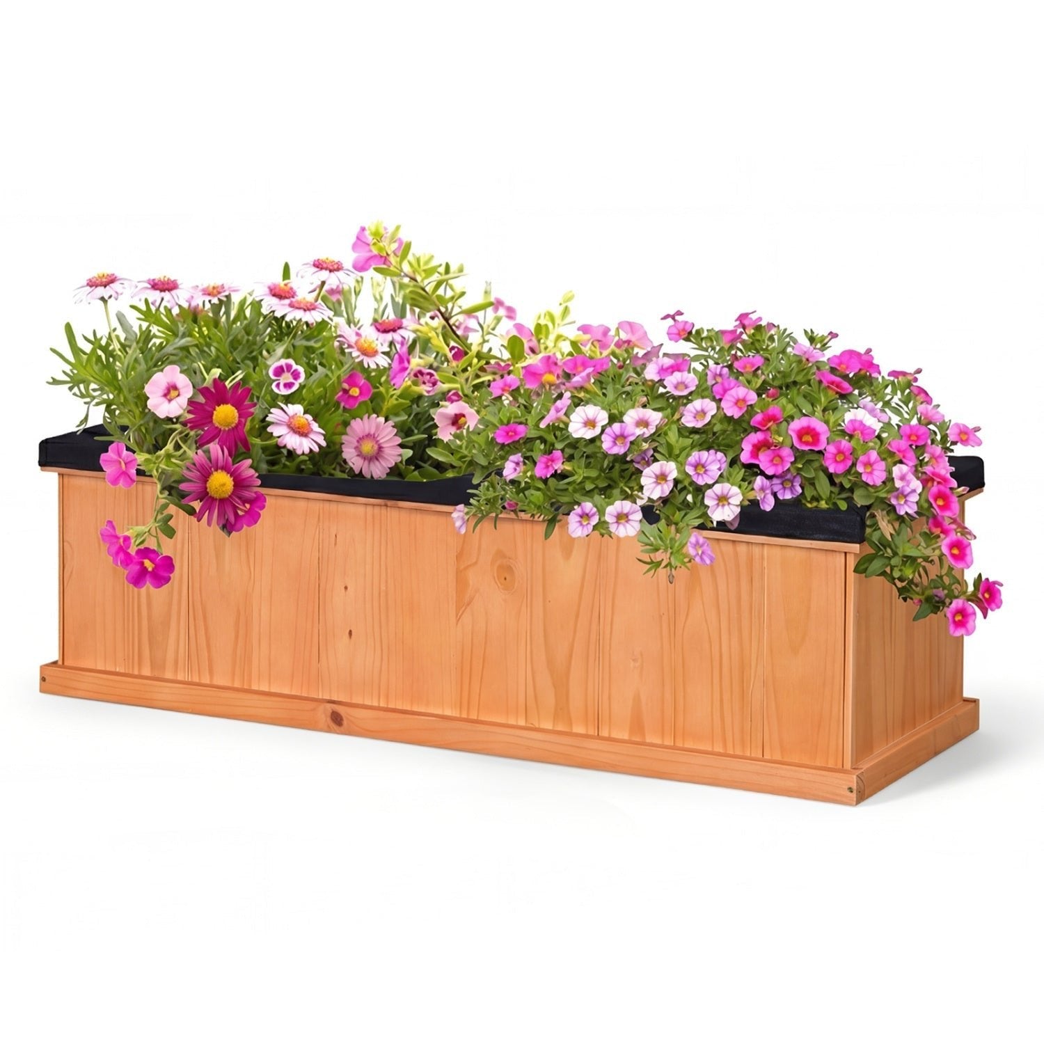 Wooden Raised Garden Bed with Drainage Holes and Liner Solid Fir Wood Planter Box - Cheeky Garden