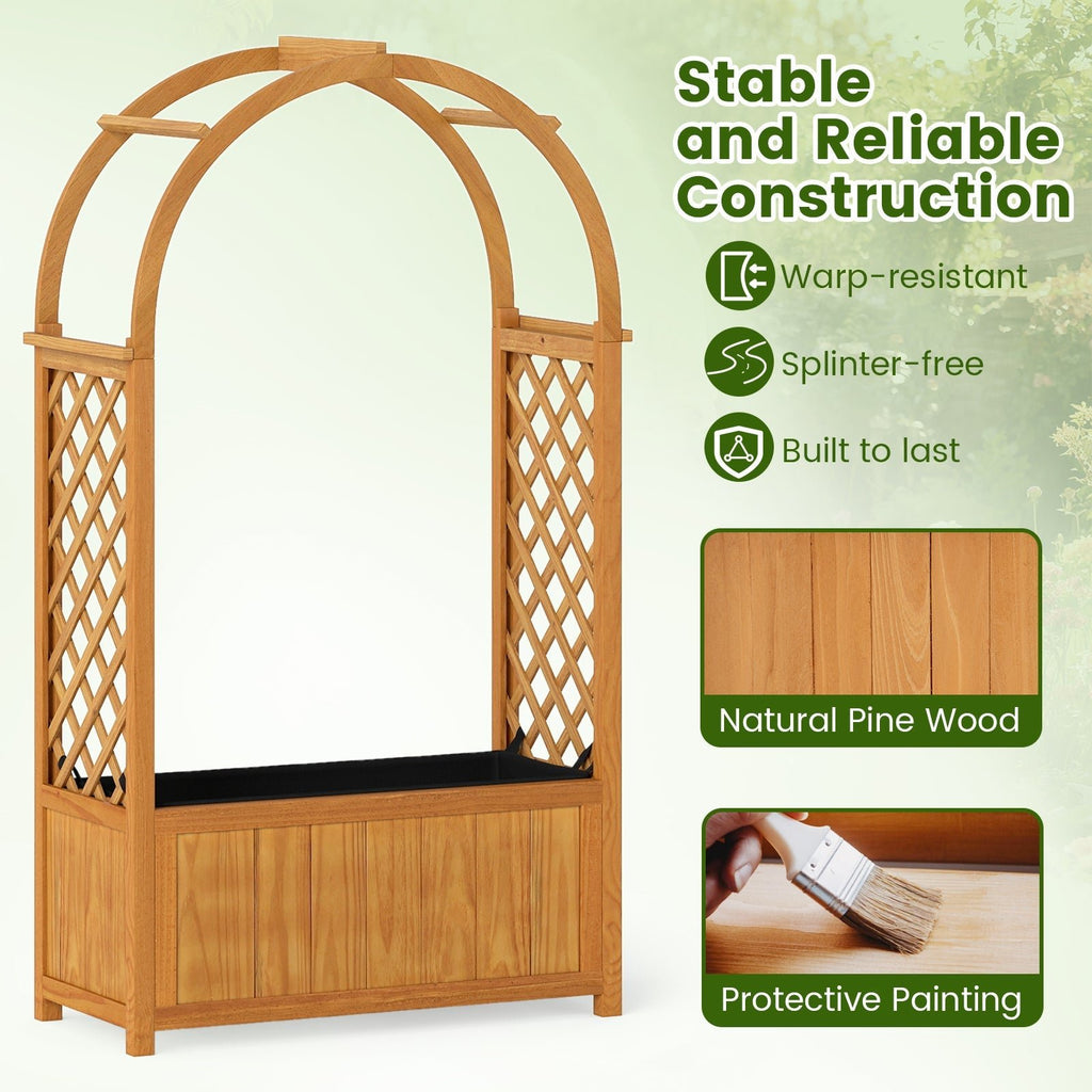 Wooden Raised Garden Bed with Lattice Trellis and Arched Roof-Orange - Cheeky Garden