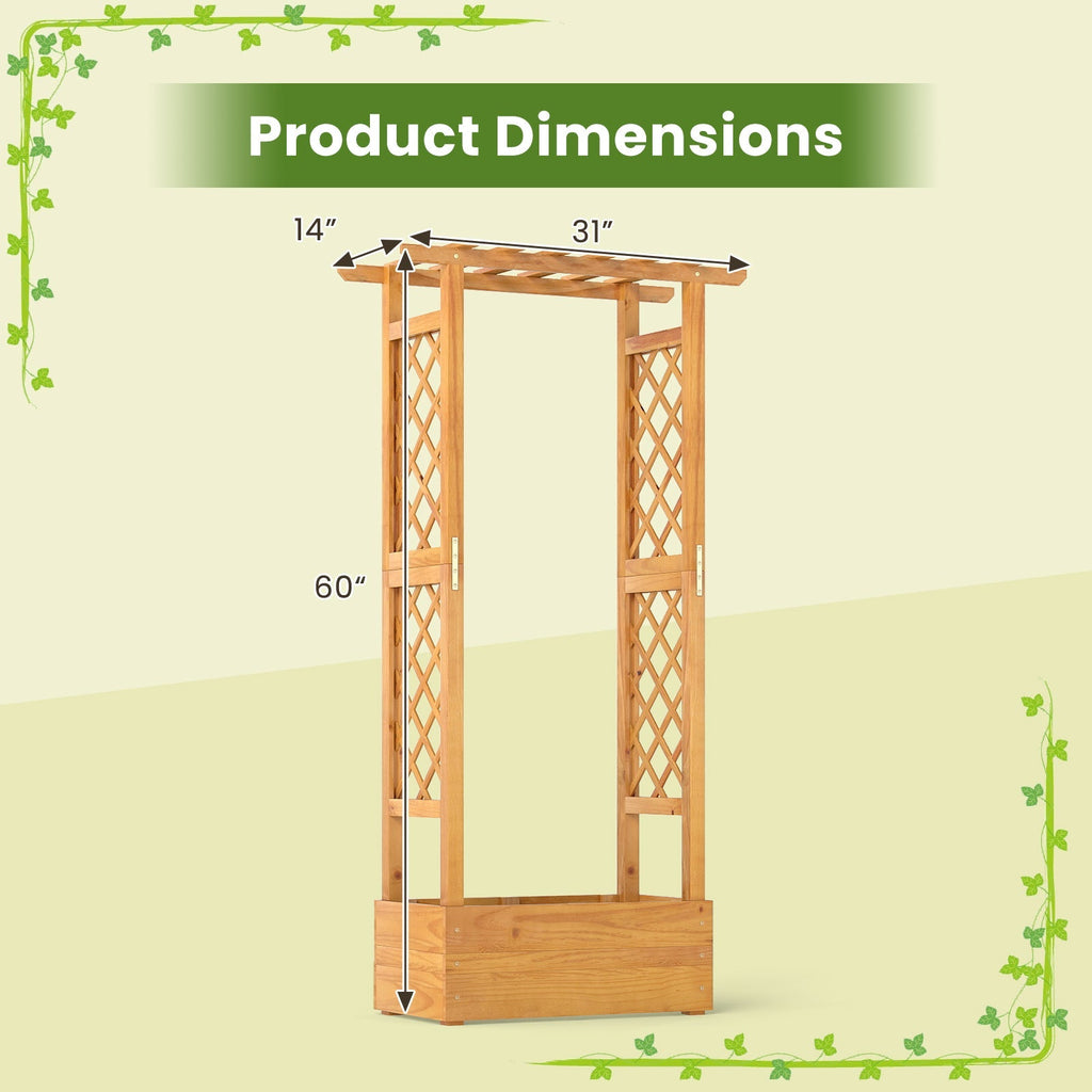 Wooden Raised Garden Bed with Lattice Trellis and Hanging Roof-Orange - Cheeky Garden