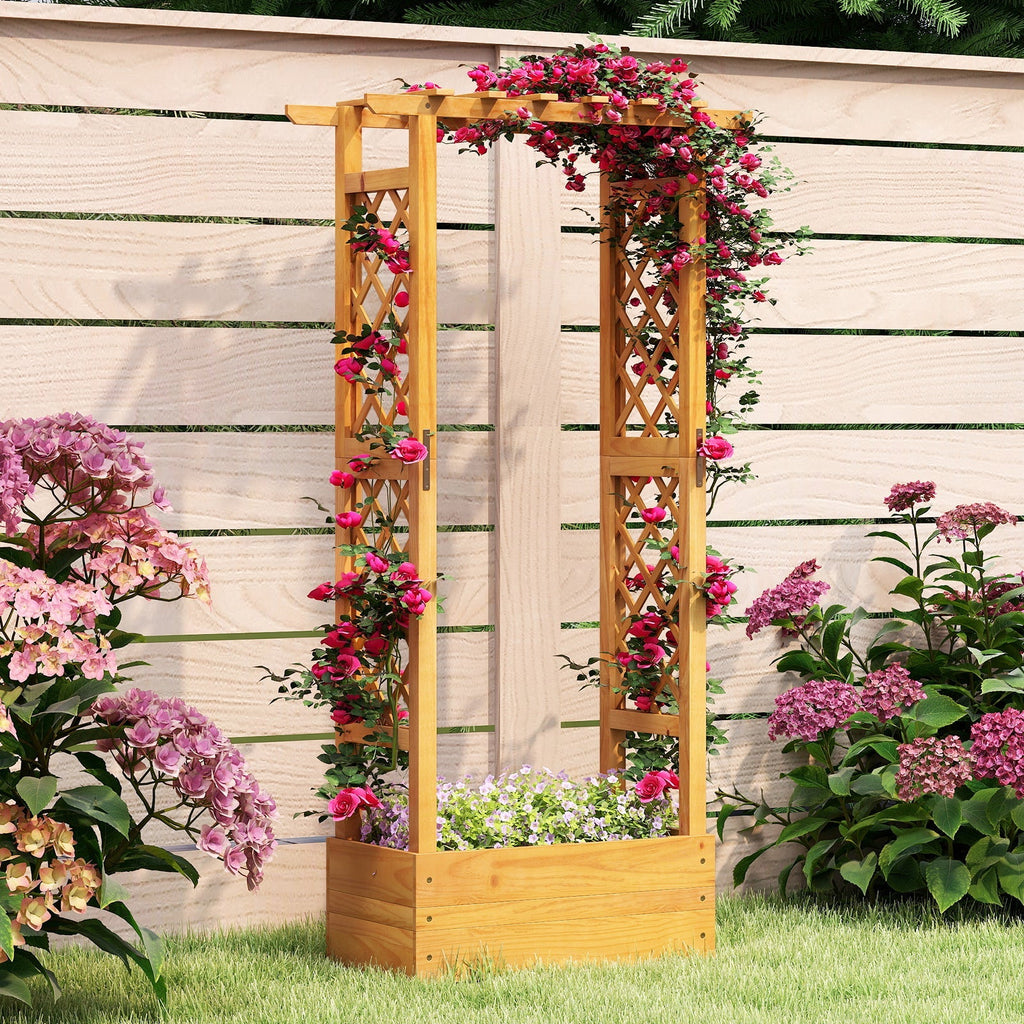 Wooden Raised Garden Bed with Lattice Trellis and Hanging Roof-Orange - Cheeky Garden