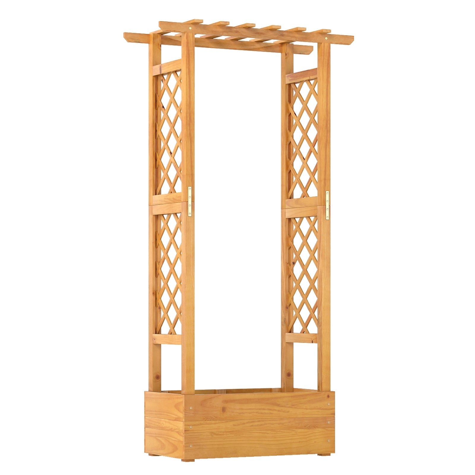 Wooden Raised Garden Bed with Lattice Trellis and Hanging Roof-Orange - Cheeky Garden