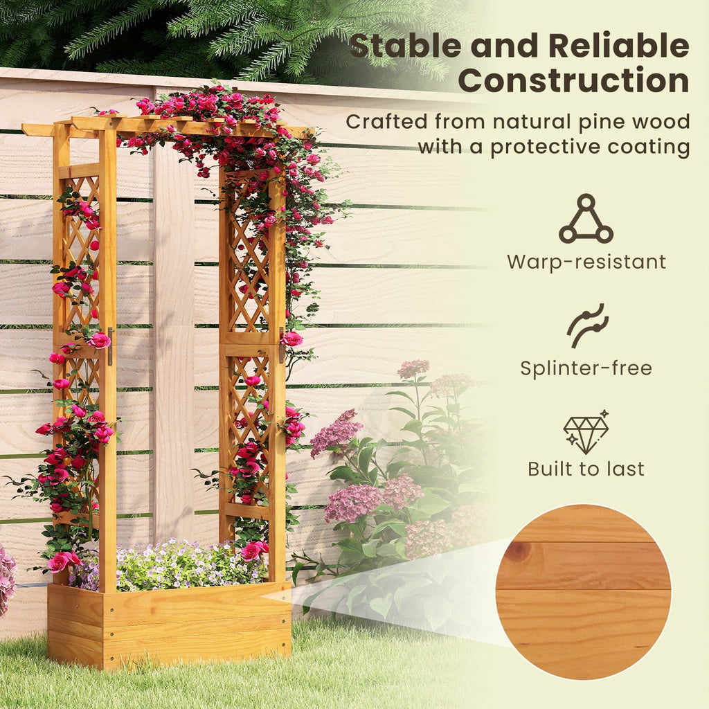 Wooden Raised Garden Bed with Lattice Trellis and Hanging Roof-Orange - Cheeky Garden