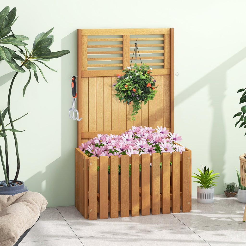 Wooden Raised Garden Bed with Privacy Screen - Cheeky Garden