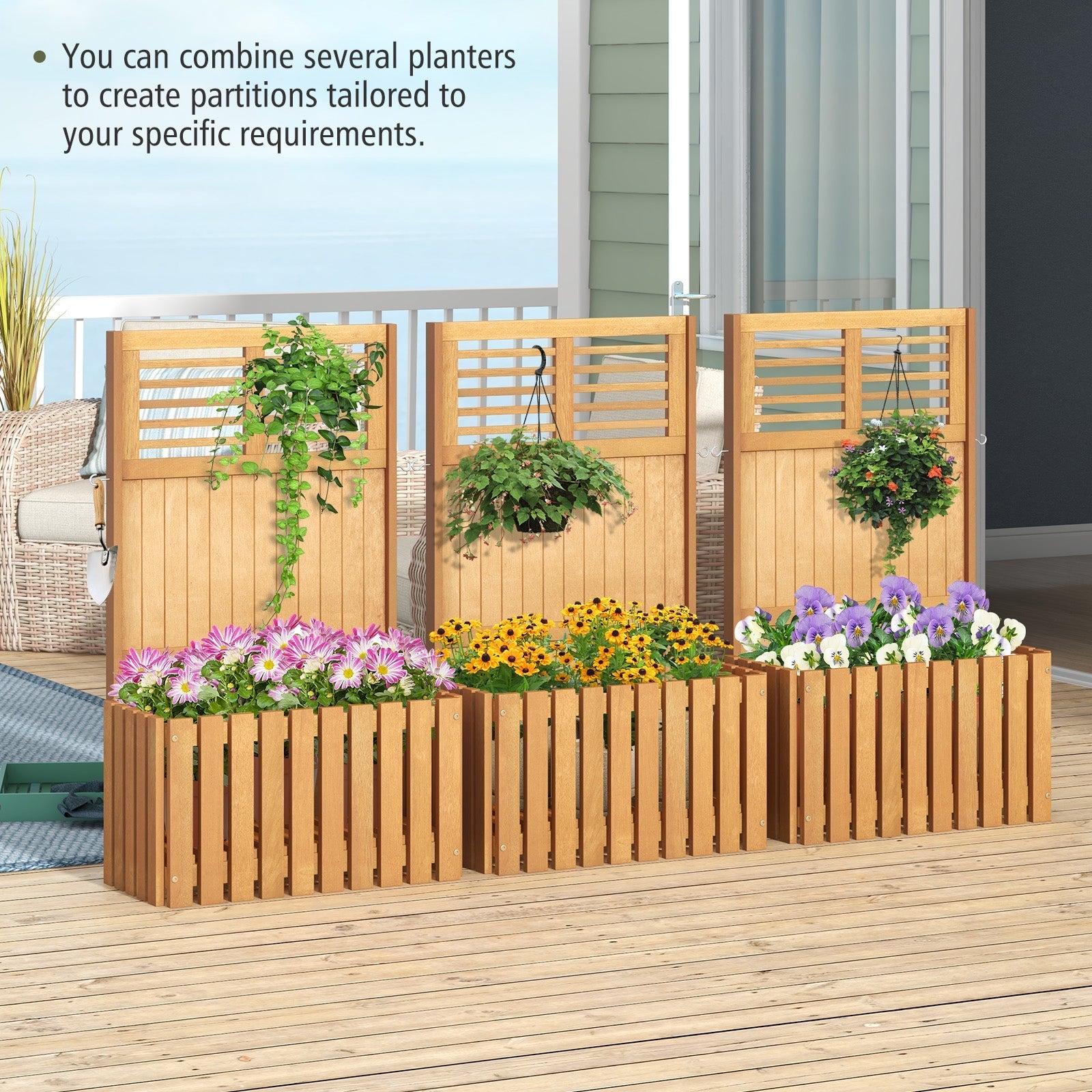 Wooden Raised Garden Bed with Privacy Screen - Cheeky Garden