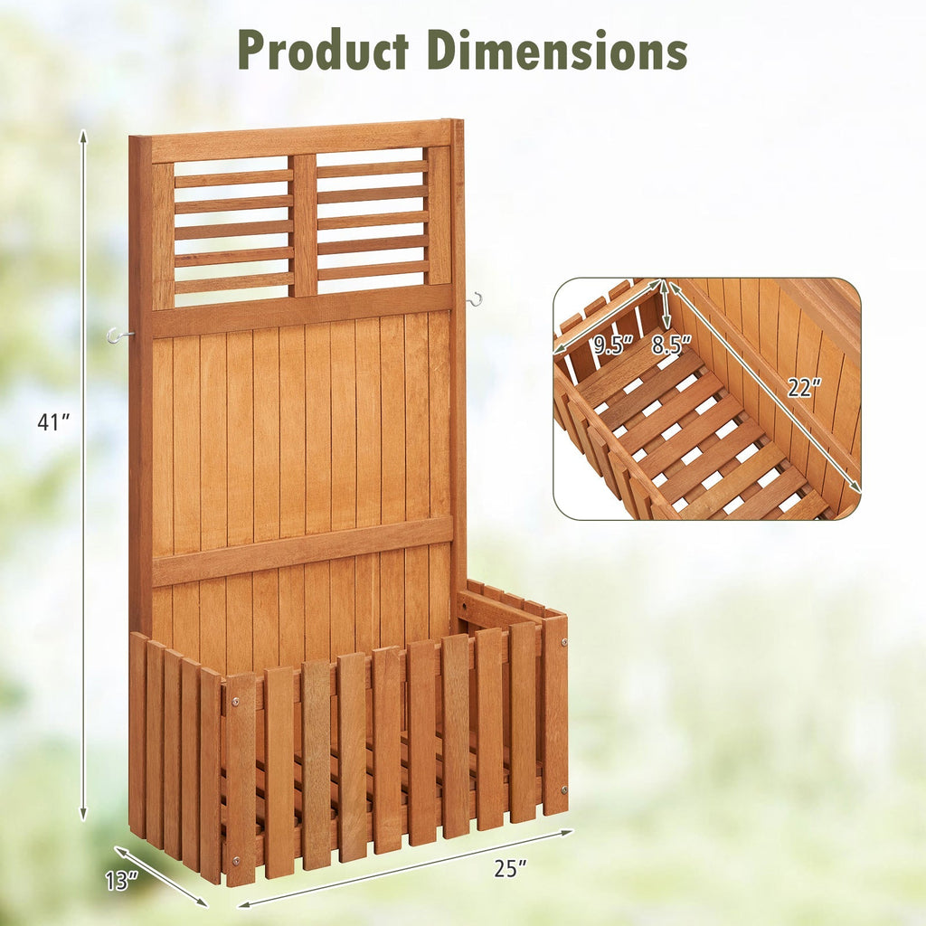 Wooden Raised Garden Bed with Privacy Screen - Cheeky Garden