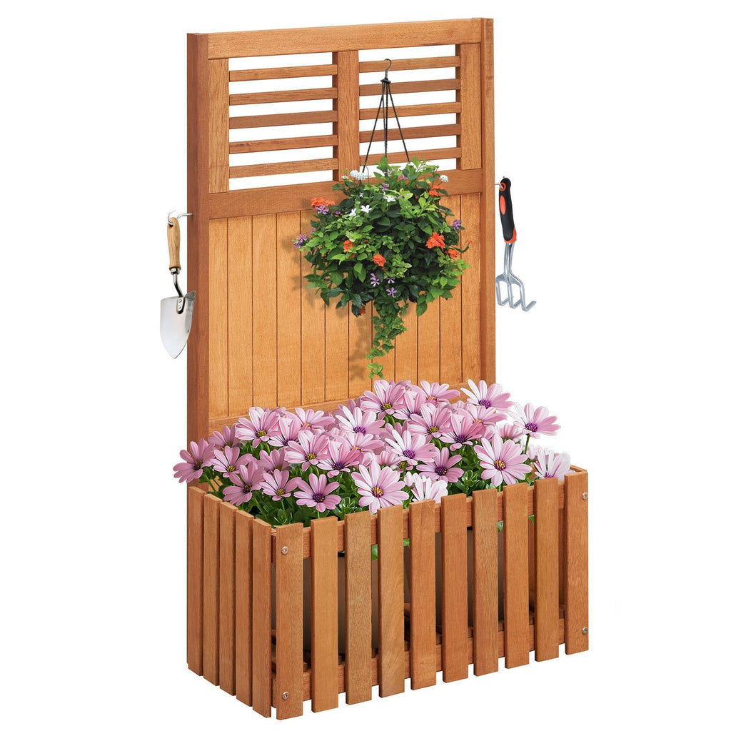 Wooden Raised Garden Bed with Privacy Screen - Cheeky Garden