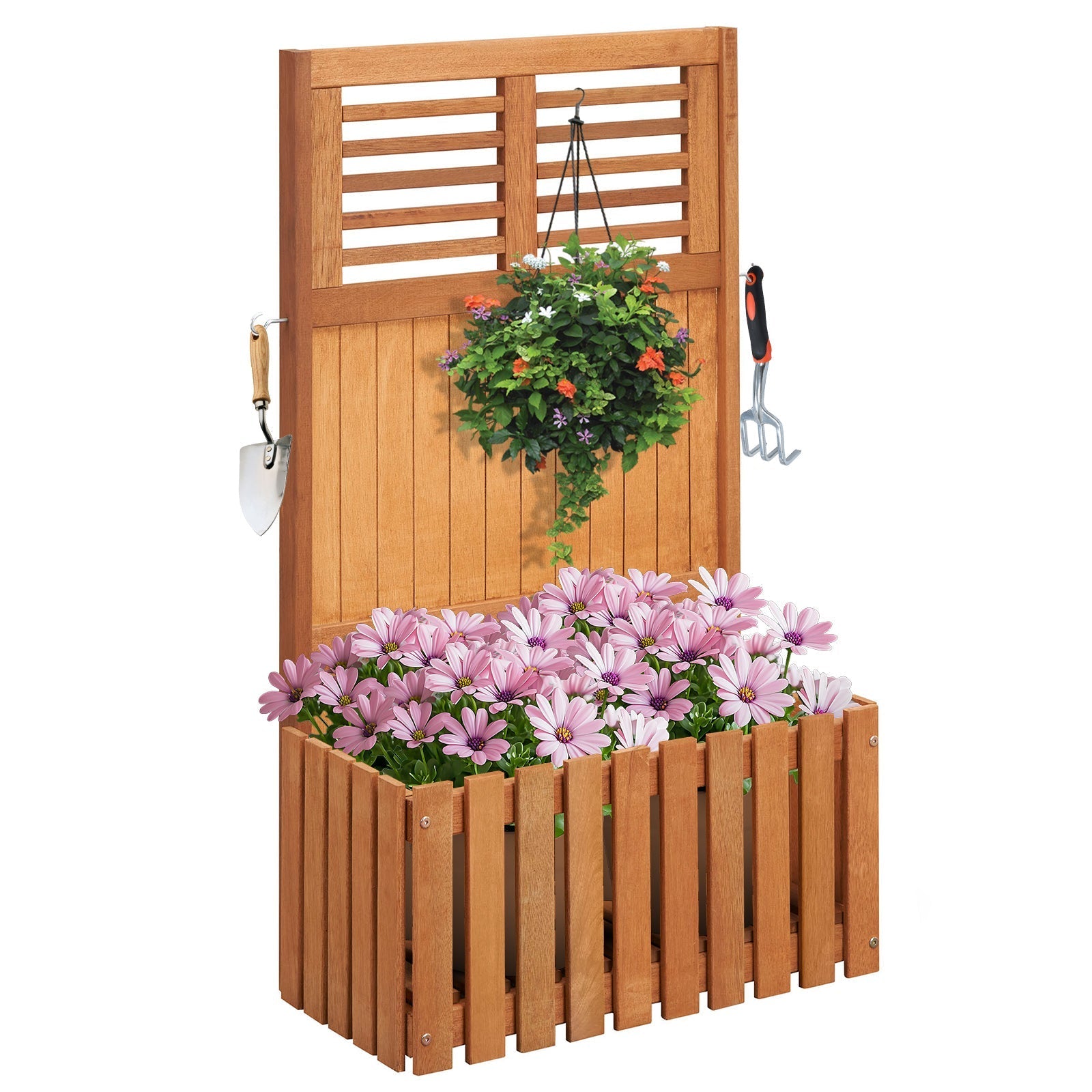 Wooden Raised Garden Bed with Privacy Screen - Cheeky Garden