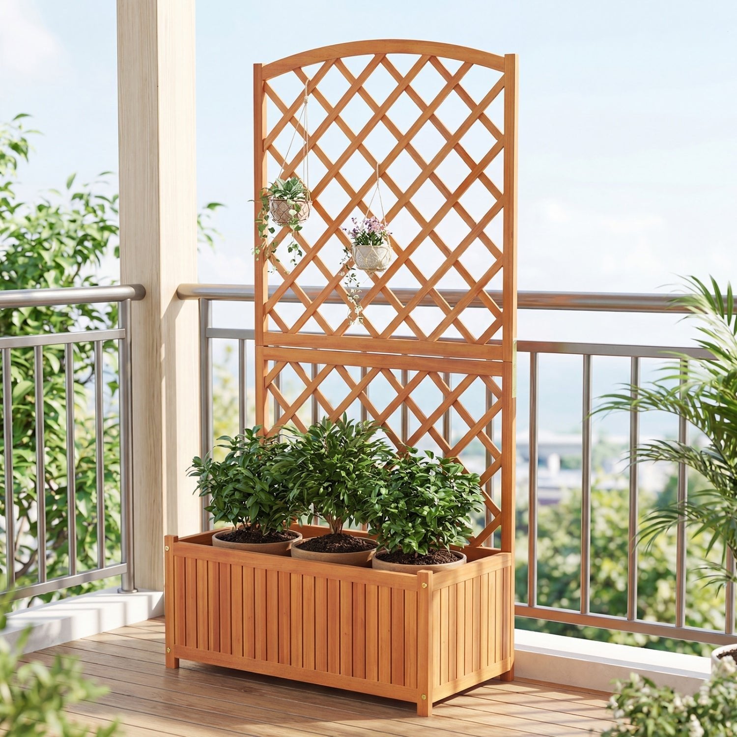 Wooden Raised Garden Bed with Trellis 63 Inch Tall Garden Planter - Cheeky Garden