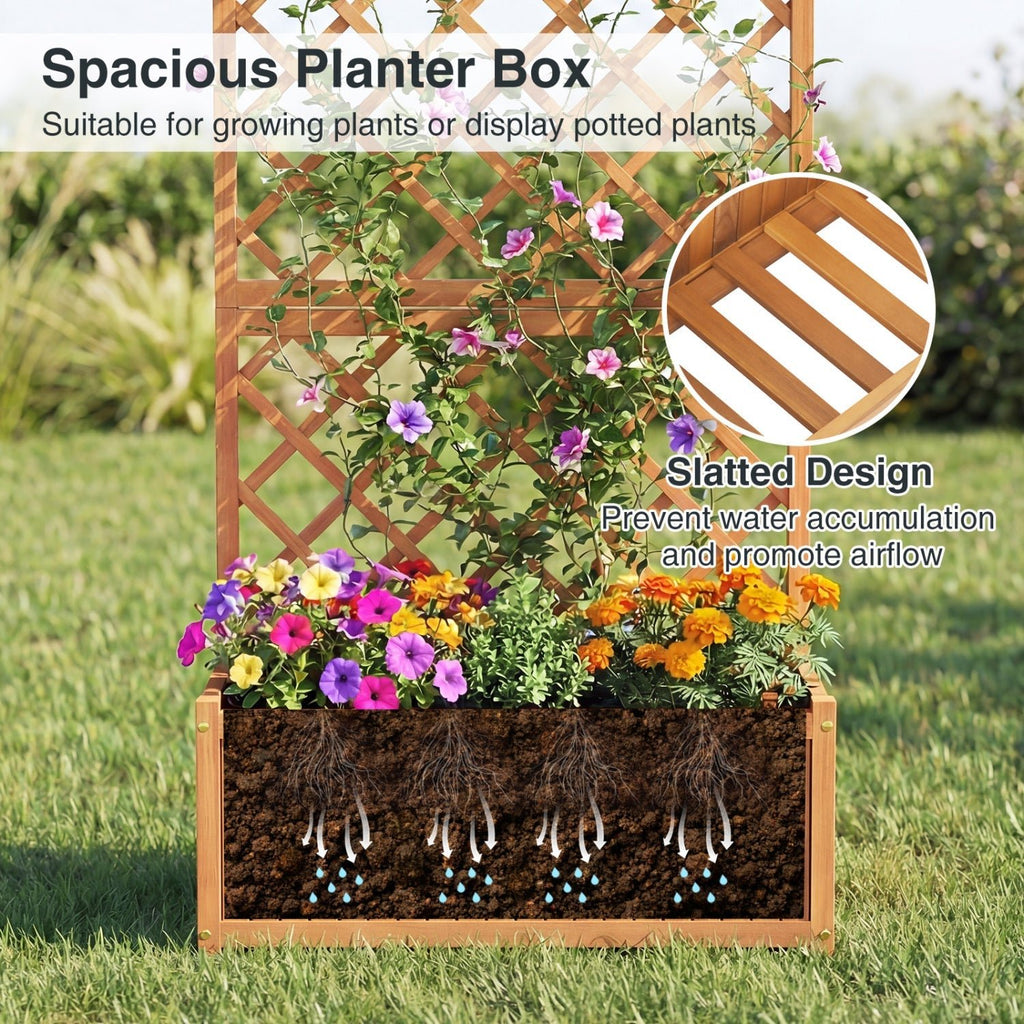 Wooden Raised Garden Bed with Trellis 63 Inch Tall Garden Planter - Cheeky Garden