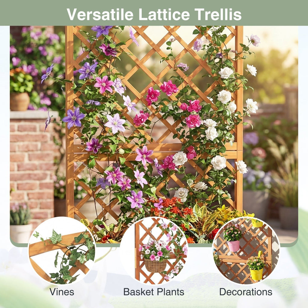 Wooden Raised Garden Bed with Trellis 63 Inch Tall Garden Planter - Cheeky Garden