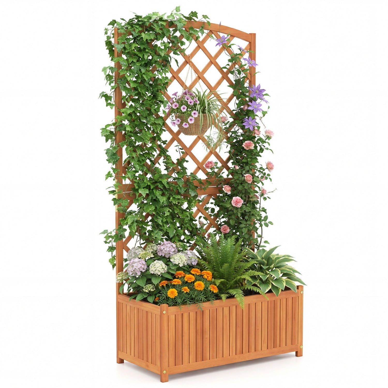 Wooden Raised Garden Bed with Trellis 63 Inch Tall Garden Planter - Cheeky Garden