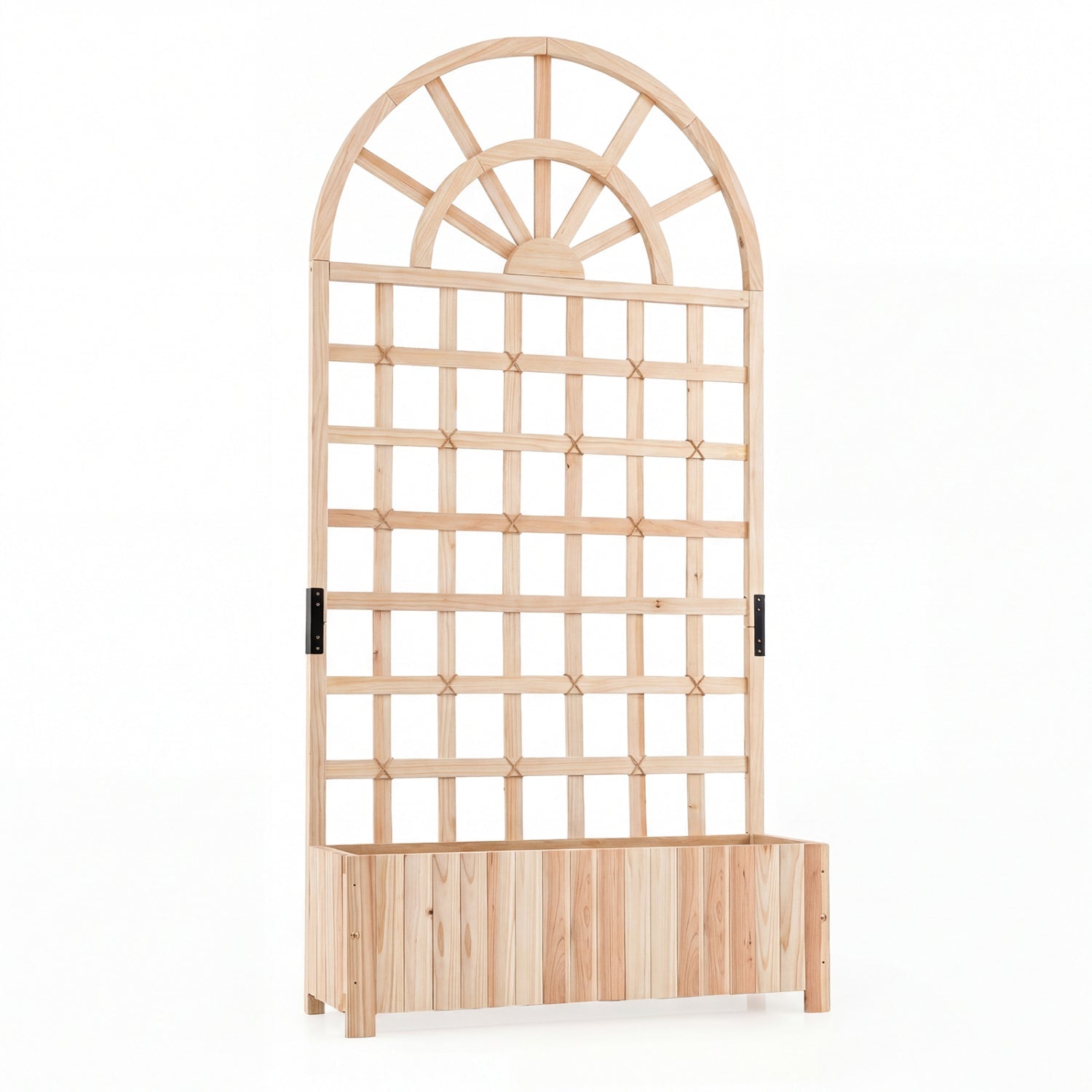 Wooden Raised Garden Bed with Trellis 71" Outdoor Planter Box Privacy Screen - Cheeky Garden