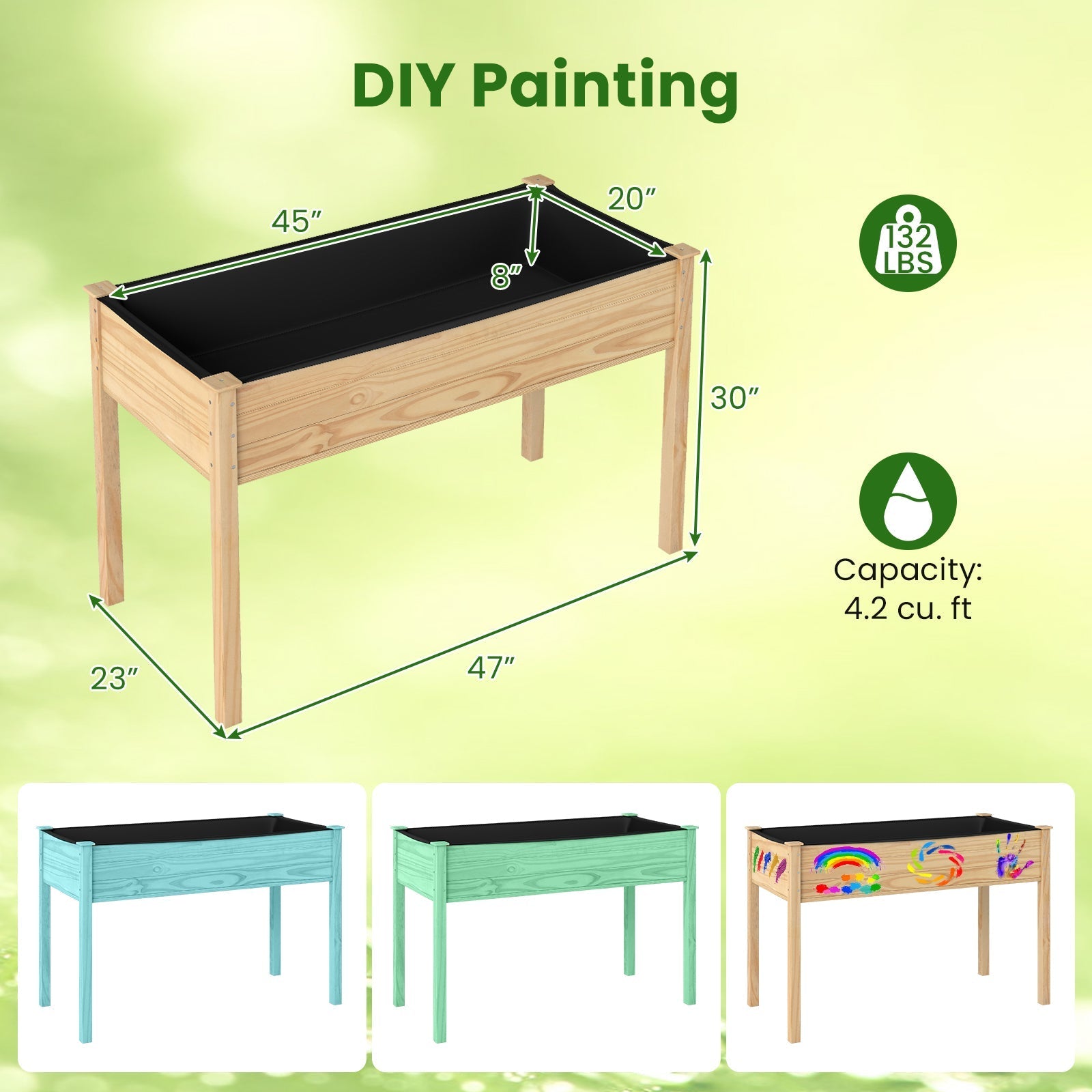 Wooden Raised Vegetable Garden Bed Elevated Grow Vegetable Planter - Cheeky Garden