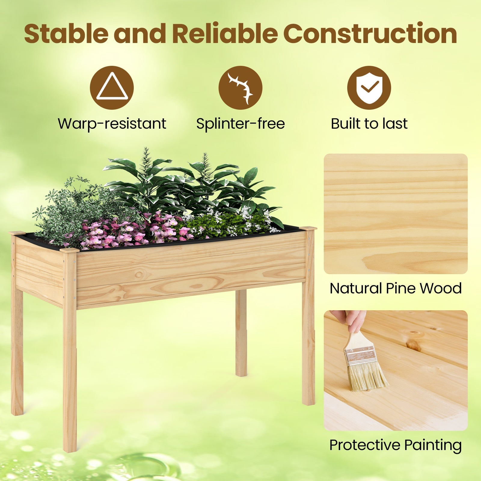Wooden Raised Vegetable Garden Bed Elevated Grow Vegetable Planter - Cheeky Garden