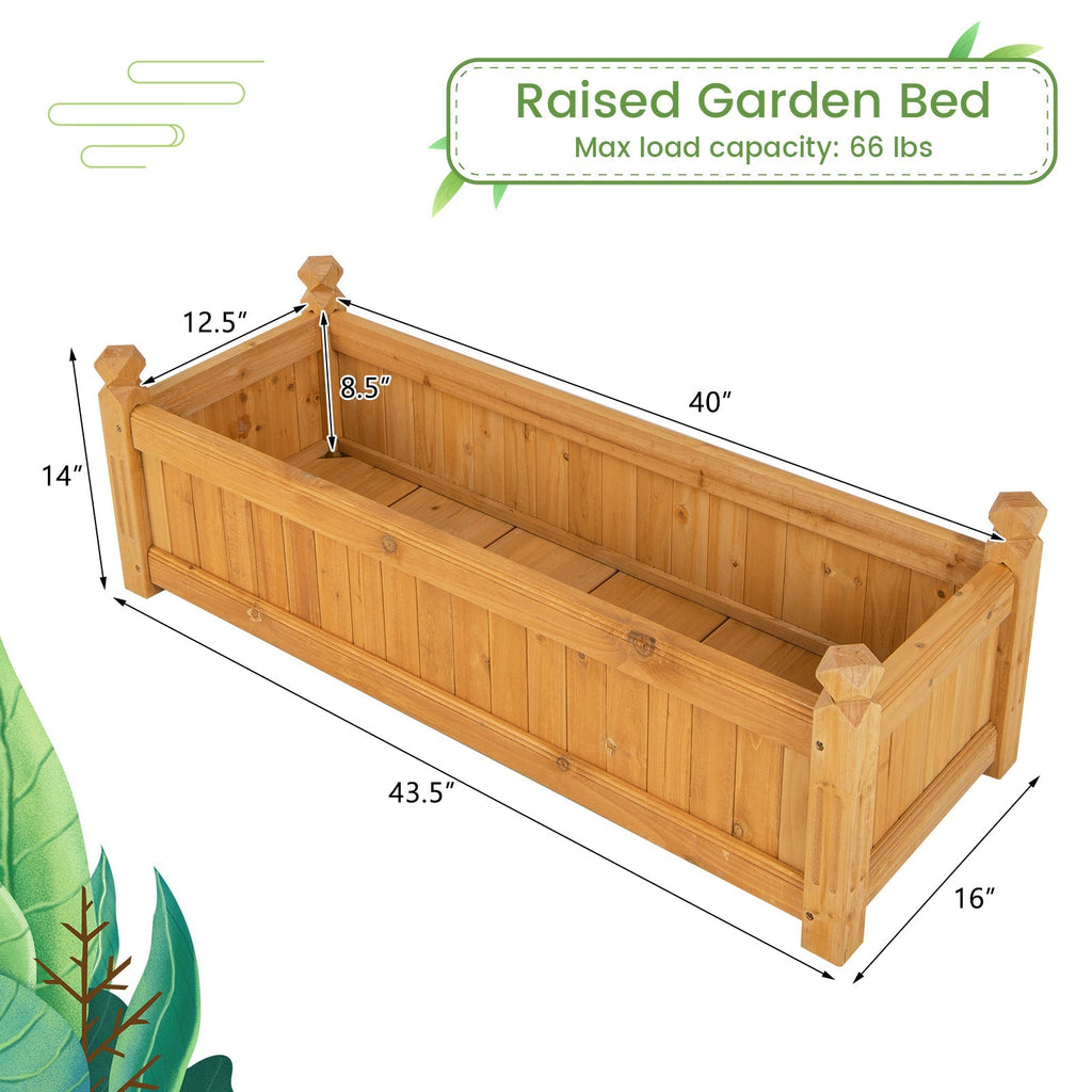 Wooden Rectangular Garden Bed with Drainage System-Natural - Cheeky Garden