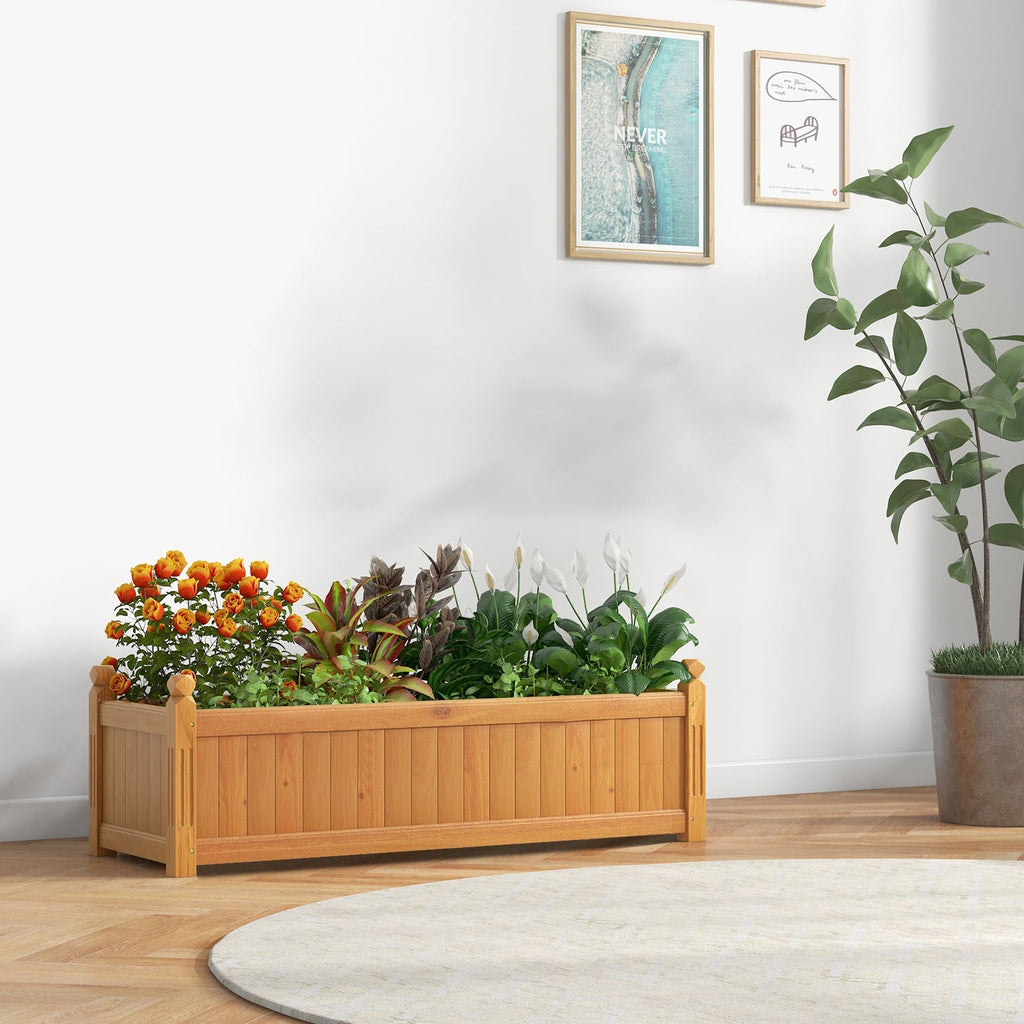 Wooden Rectangular Garden Bed with Drainage System-Natural - Cheeky Garden