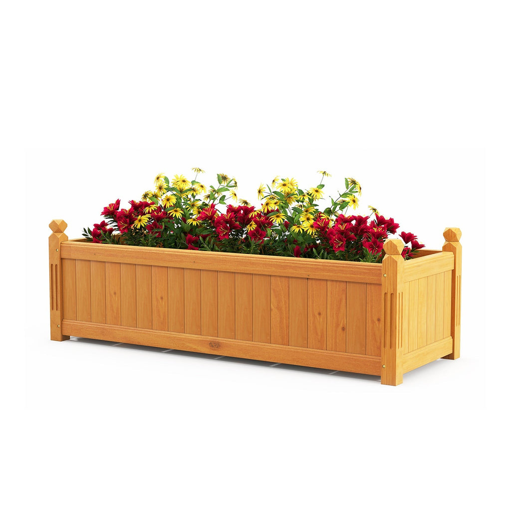 Wooden Rectangular Garden Bed with Drainage System-Natural - Cheeky Garden