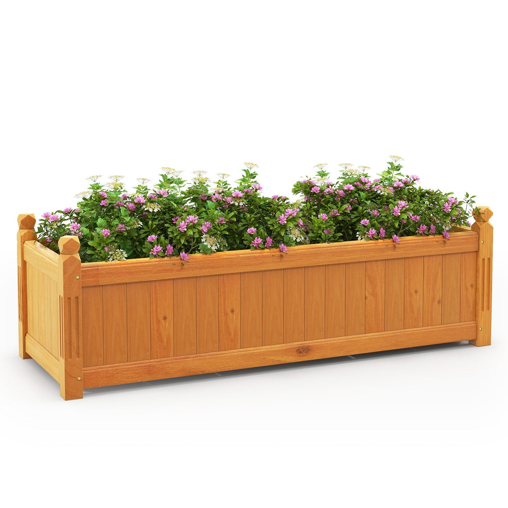 Wooden Rectangular Garden Bed with Drainage System-Natural - Cheeky Garden
