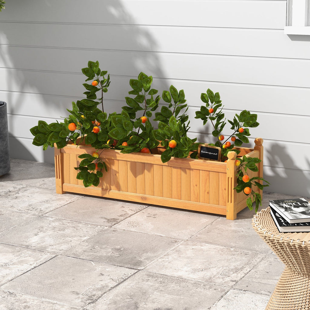 Wooden Rectangular Garden Bed with Drainage System-Natural - Cheeky Garden