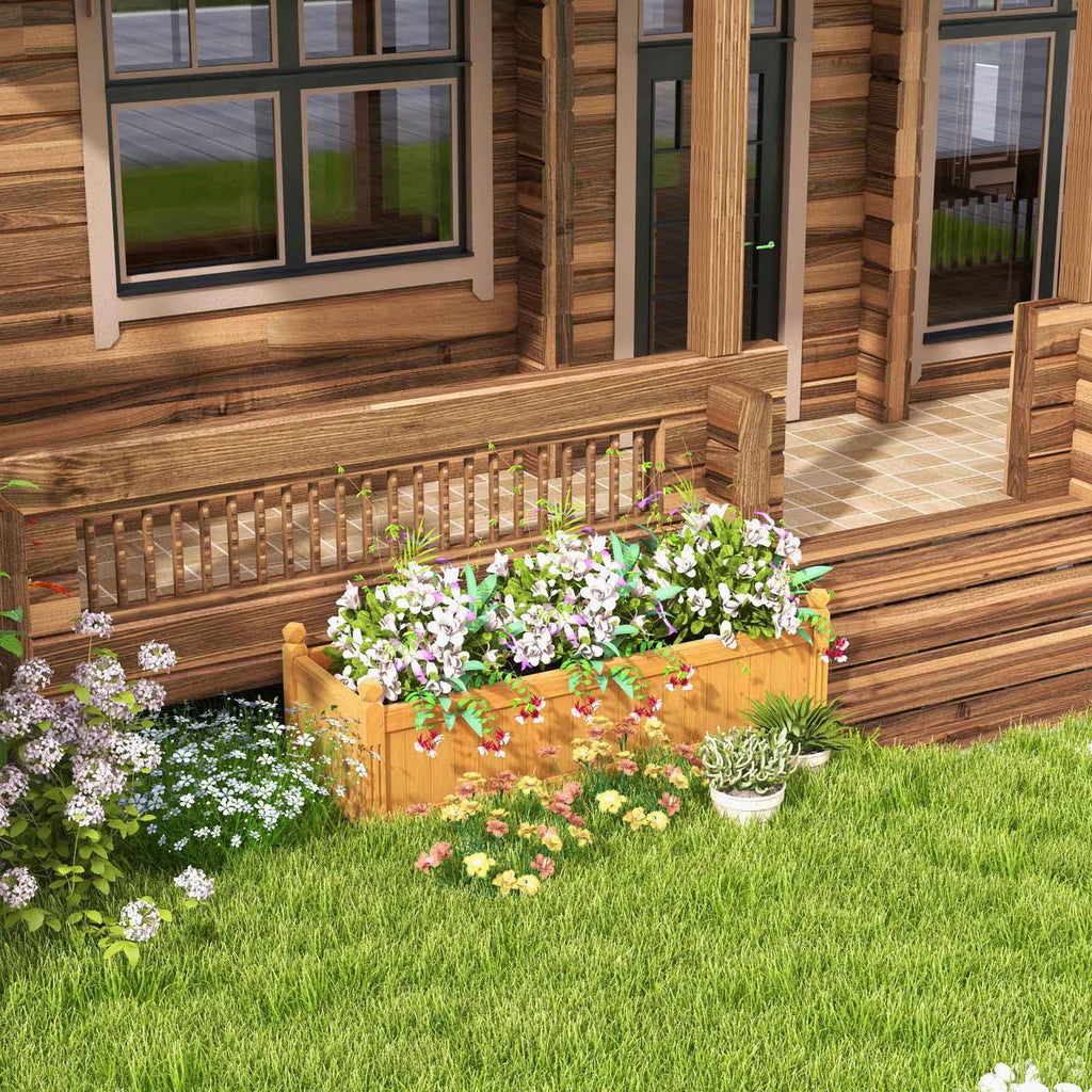 Wooden Rectangular Garden Bed with Drainage System-Natural - Cheeky Garden