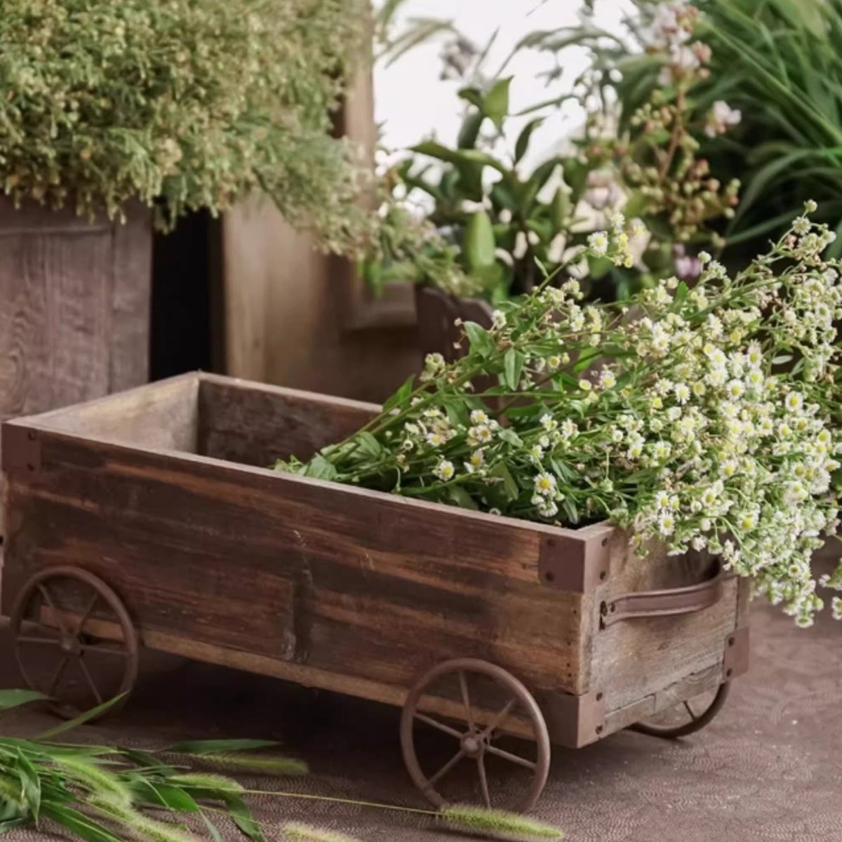 Wooden Wagon Planter Garden Flower Box - Cheeky Garden