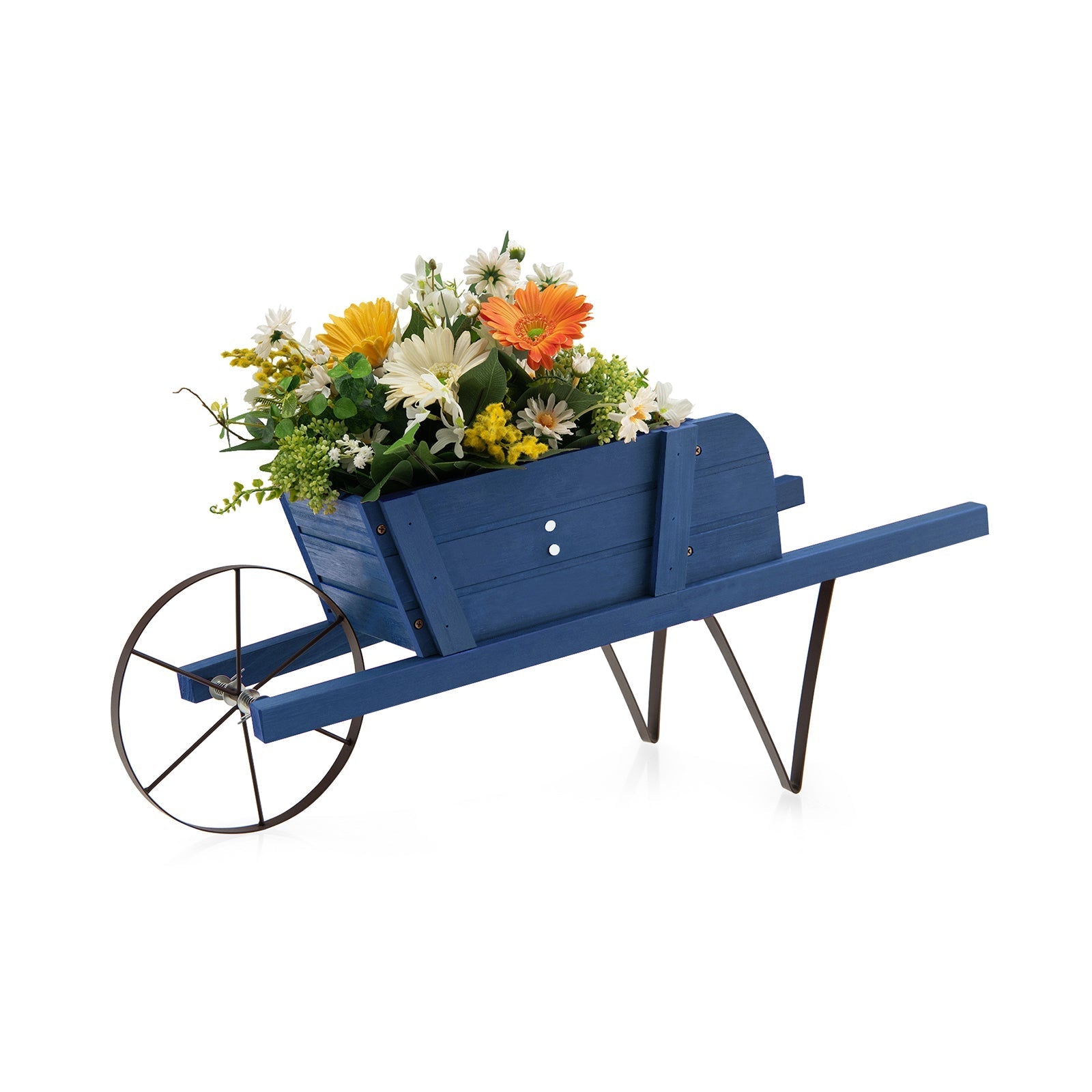 Wooden Wagon Planter with 9 Magnetic Accessories for Garden Yard - Cheeky Garden