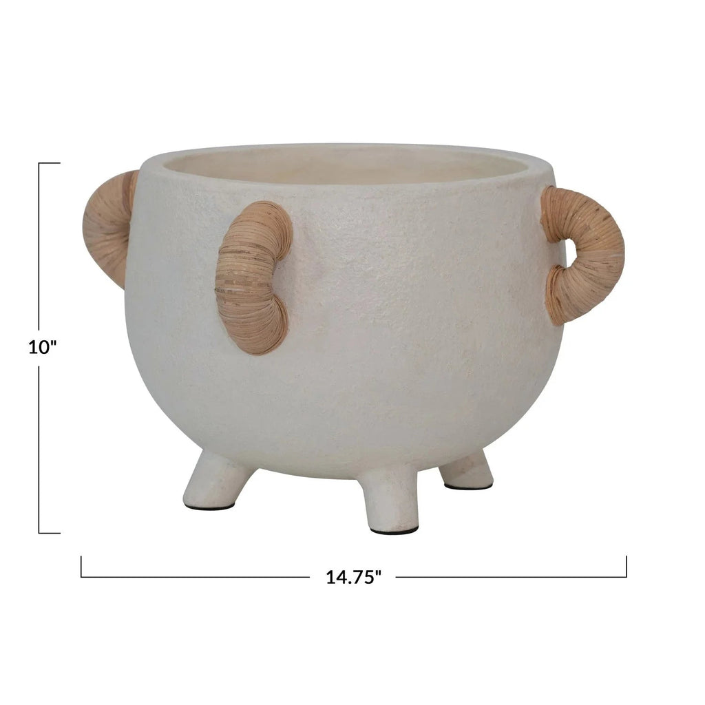 Wren Terracotta Planter with Rattan Handles - Cheeky Garden